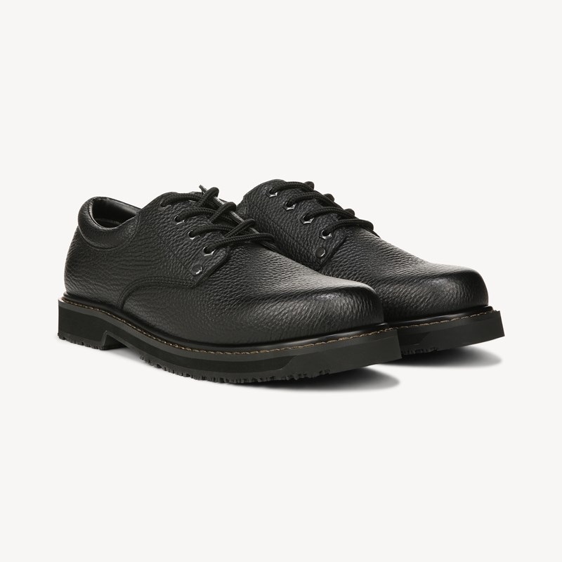 Work Men's Harrington II Slip Resistant Oxford Shoes Black Leather DRTX