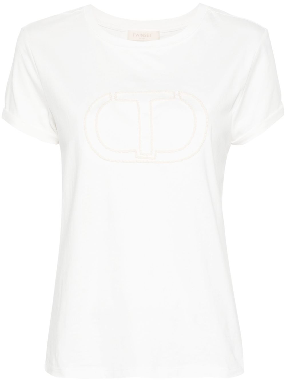 Embroidered-logo cotton T-shirt - White