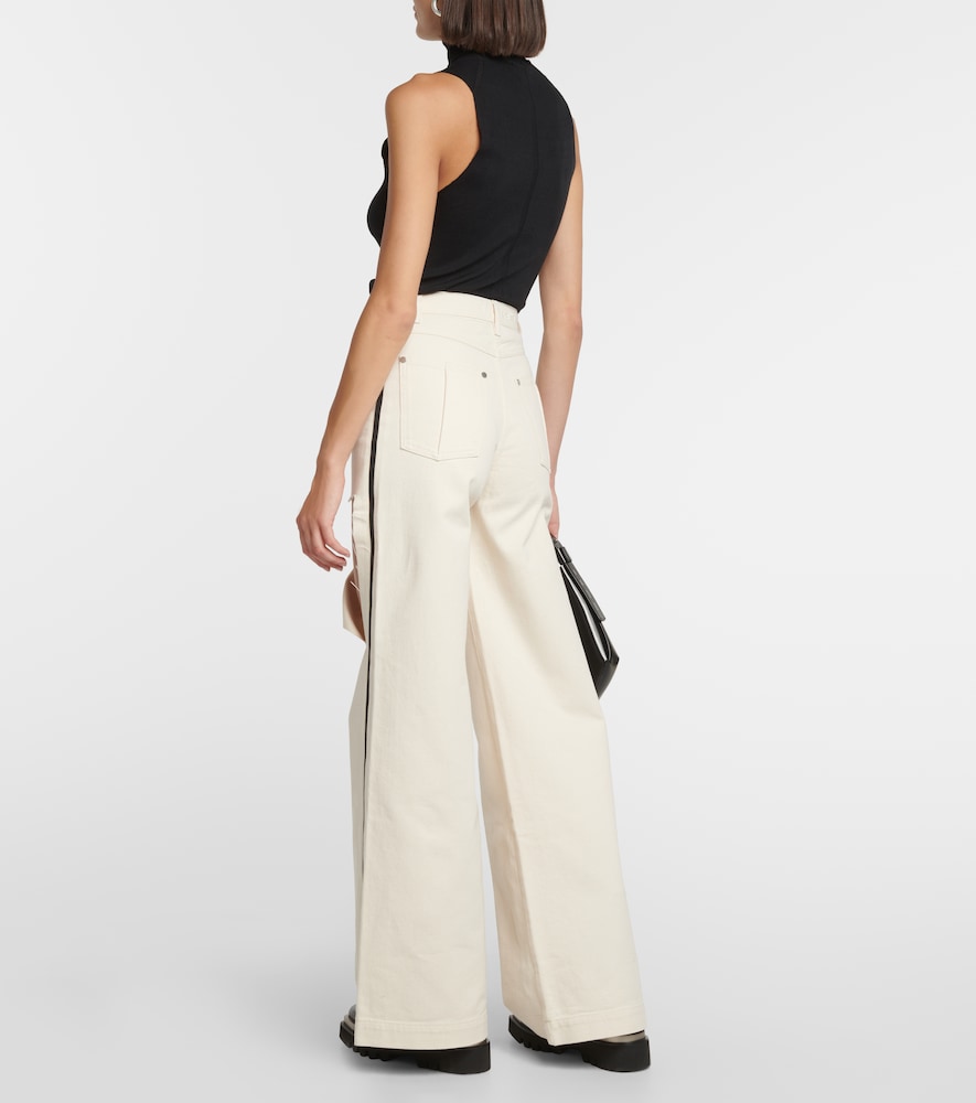 Distressed high-rise wide-leg jeans