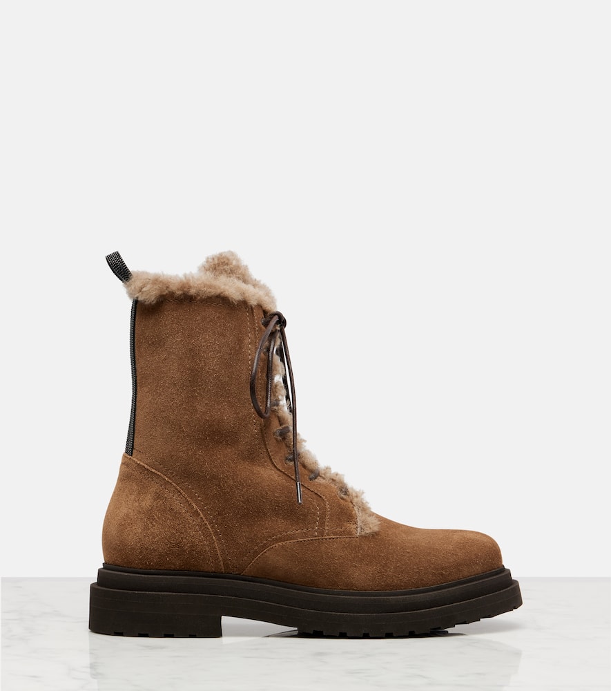 Monili shearling-lined suede combat boots