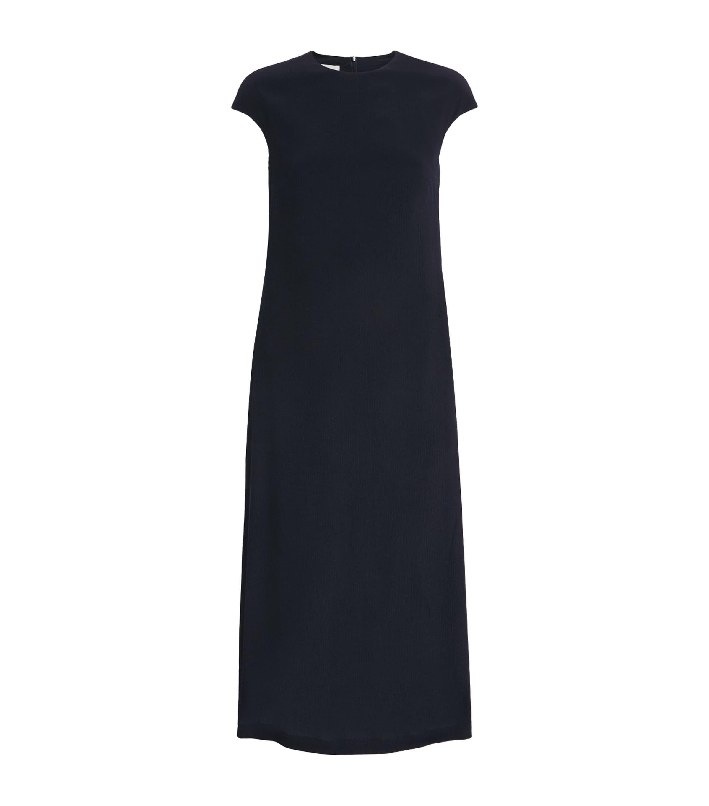 Silk Shirred Midi Dress