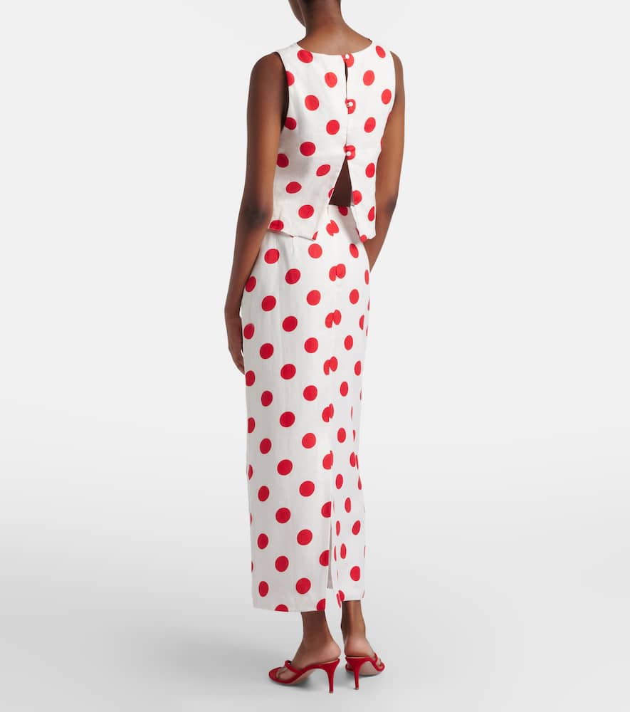 Bruna polka-dot linen maxi skirt