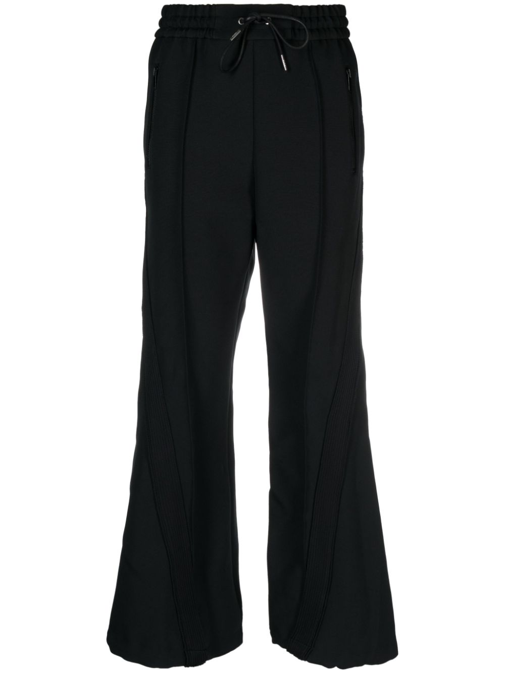 Stripe-detail straight-leg trousers - Black