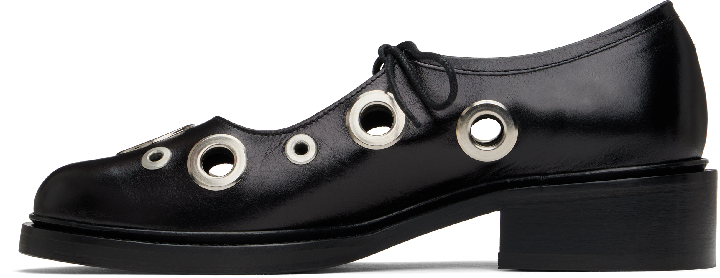 Nicole Saldaña Black Fabiana Eyelet Loafers