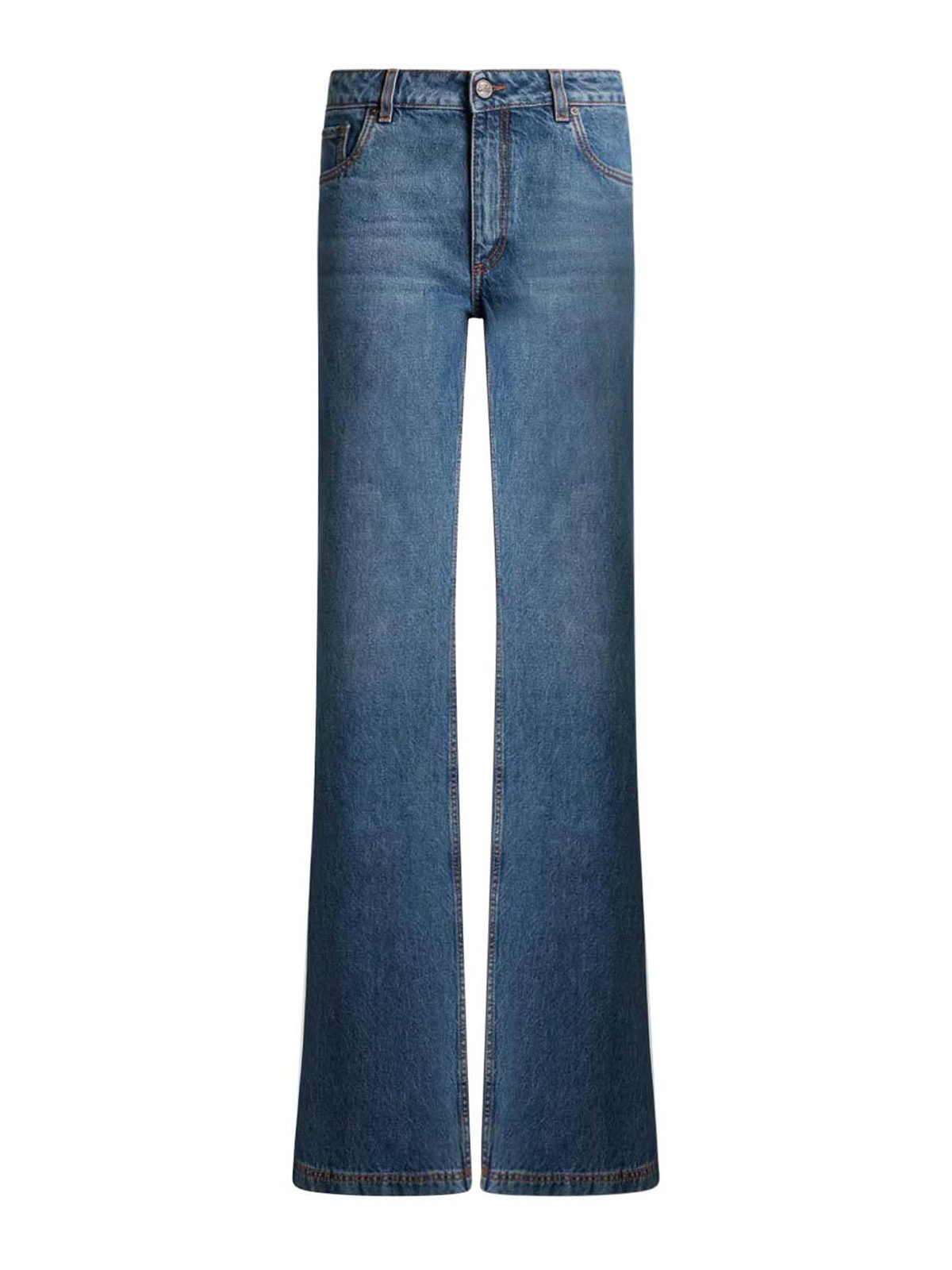 Flared Denim Jeans With Pegasus Embroidery