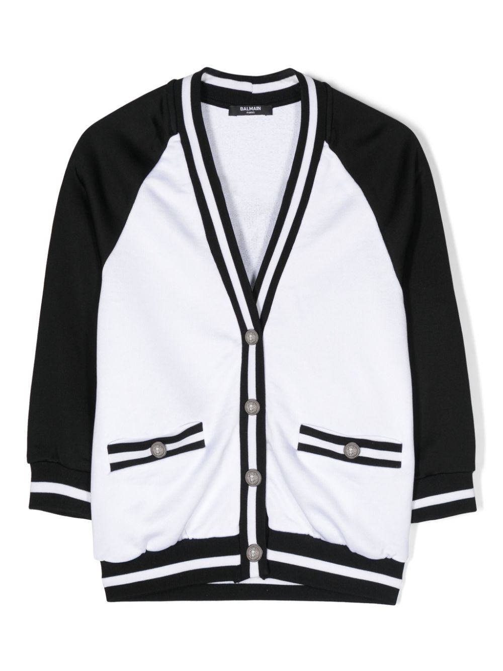 Logo-print striped cardigan - Black