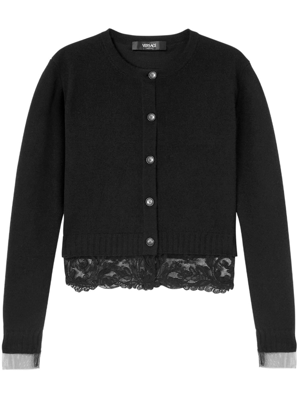 Barocco-lace cardigan - Black