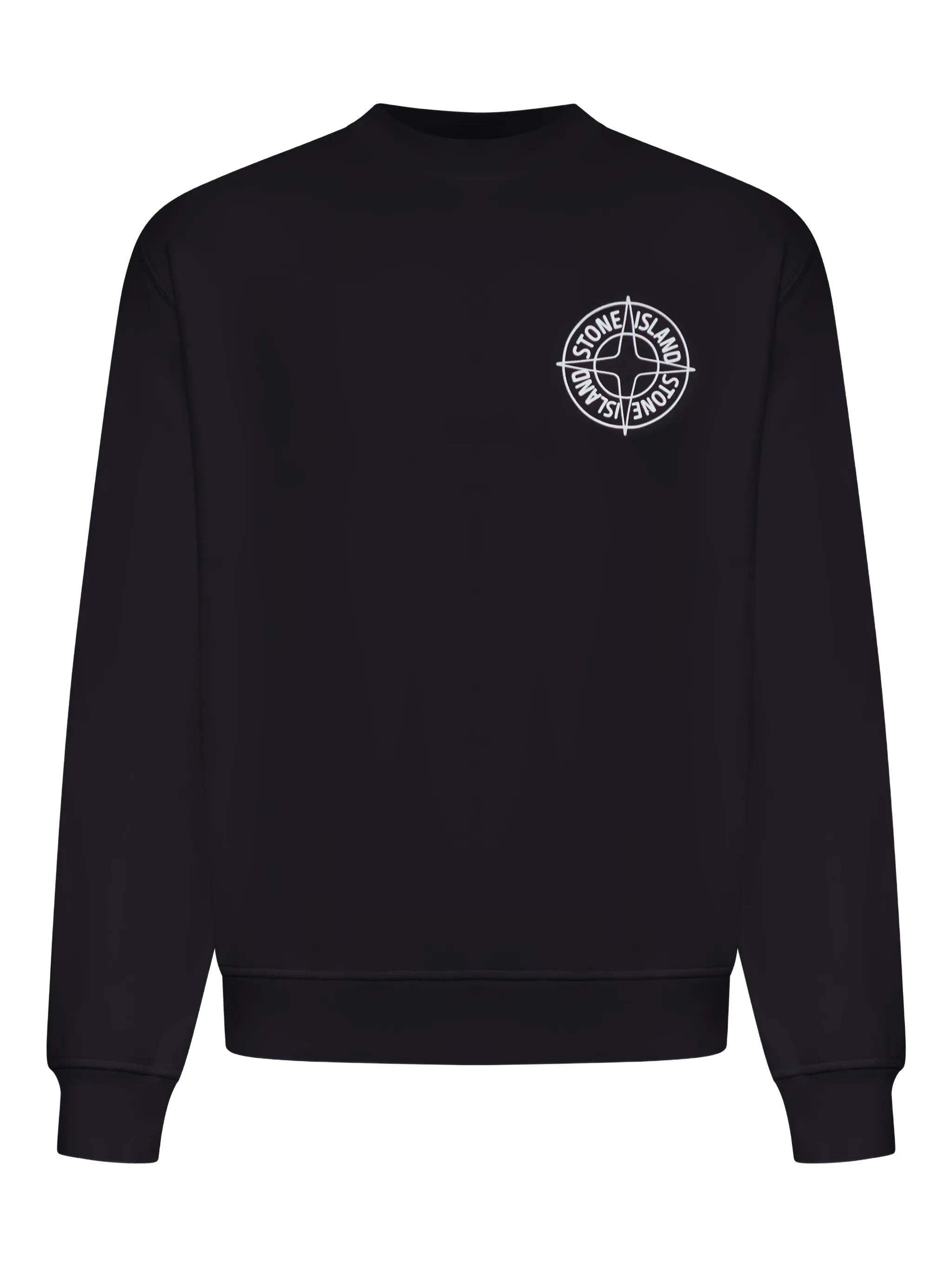 Man Ribbed Neckline Sweatshirt with Raised Compass Logo Print