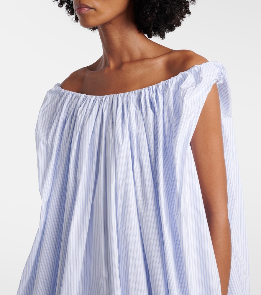 Lavande gathered striped midi dress