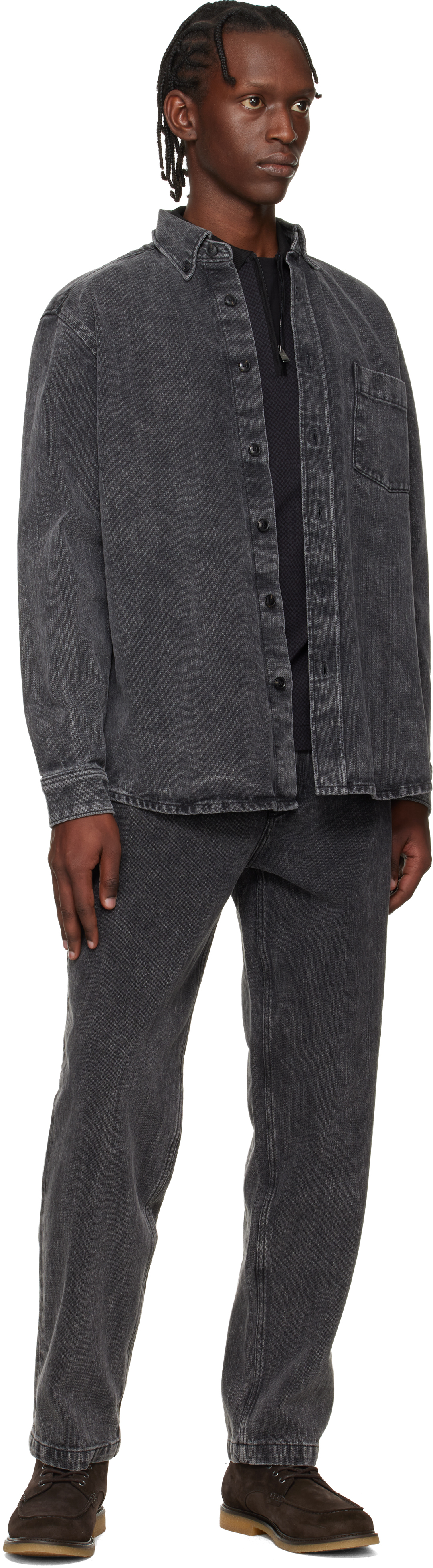 Black Faded Denim Shirt