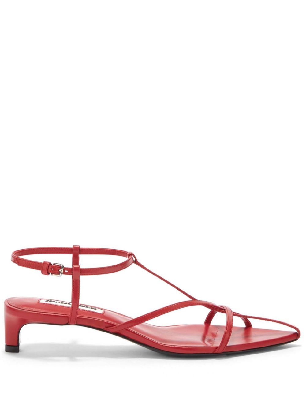Pointed open-toe leather sandals - Red