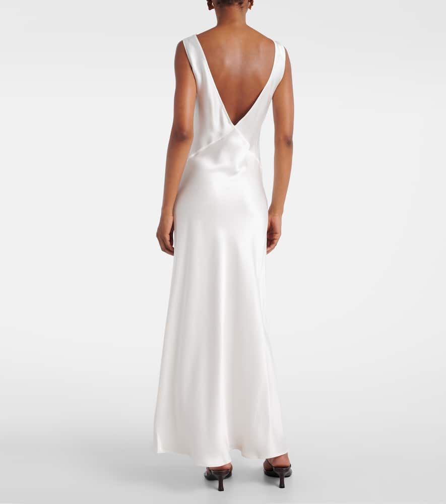 Asceno Bordeaux silk satin slip dress