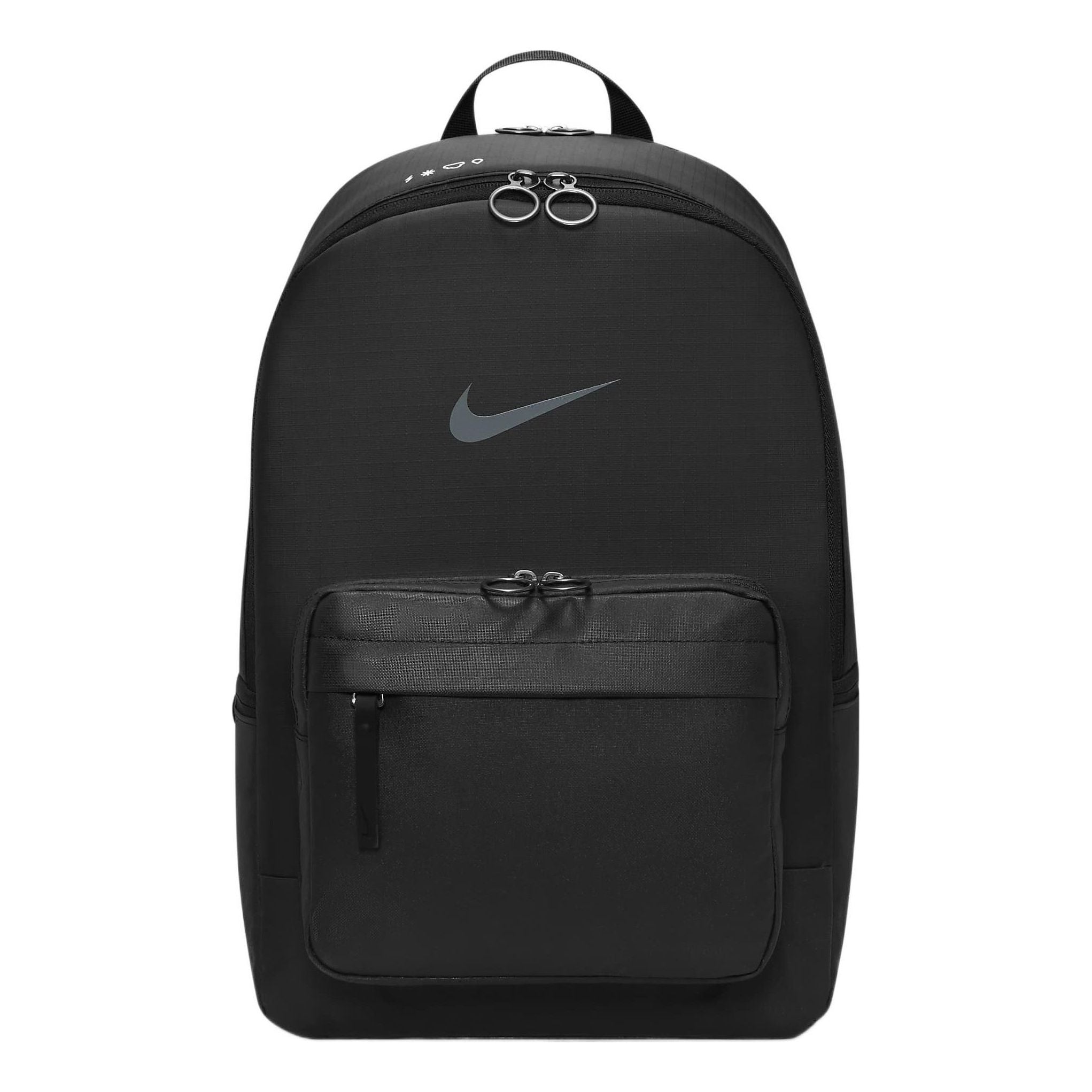 Heritage Winterized Eugene Series Brand Logo Casual Solid Color Zipper Backpack Unisex Black / Smoke Grey