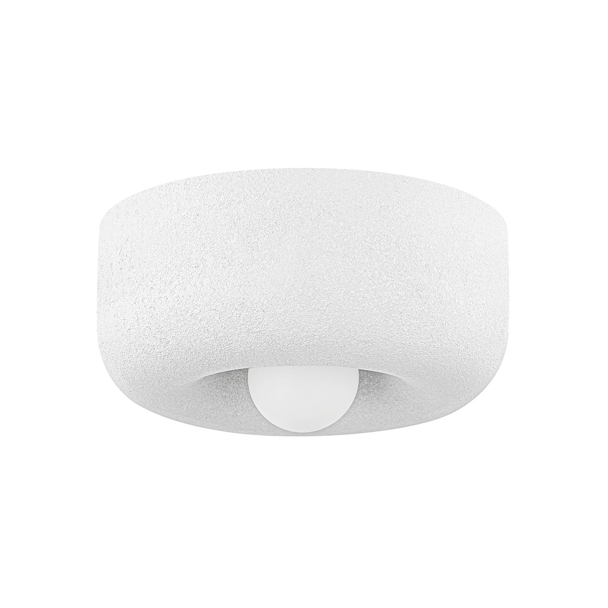 Aged Brass Textured White One Light Flush Mount from the Doris Collection
