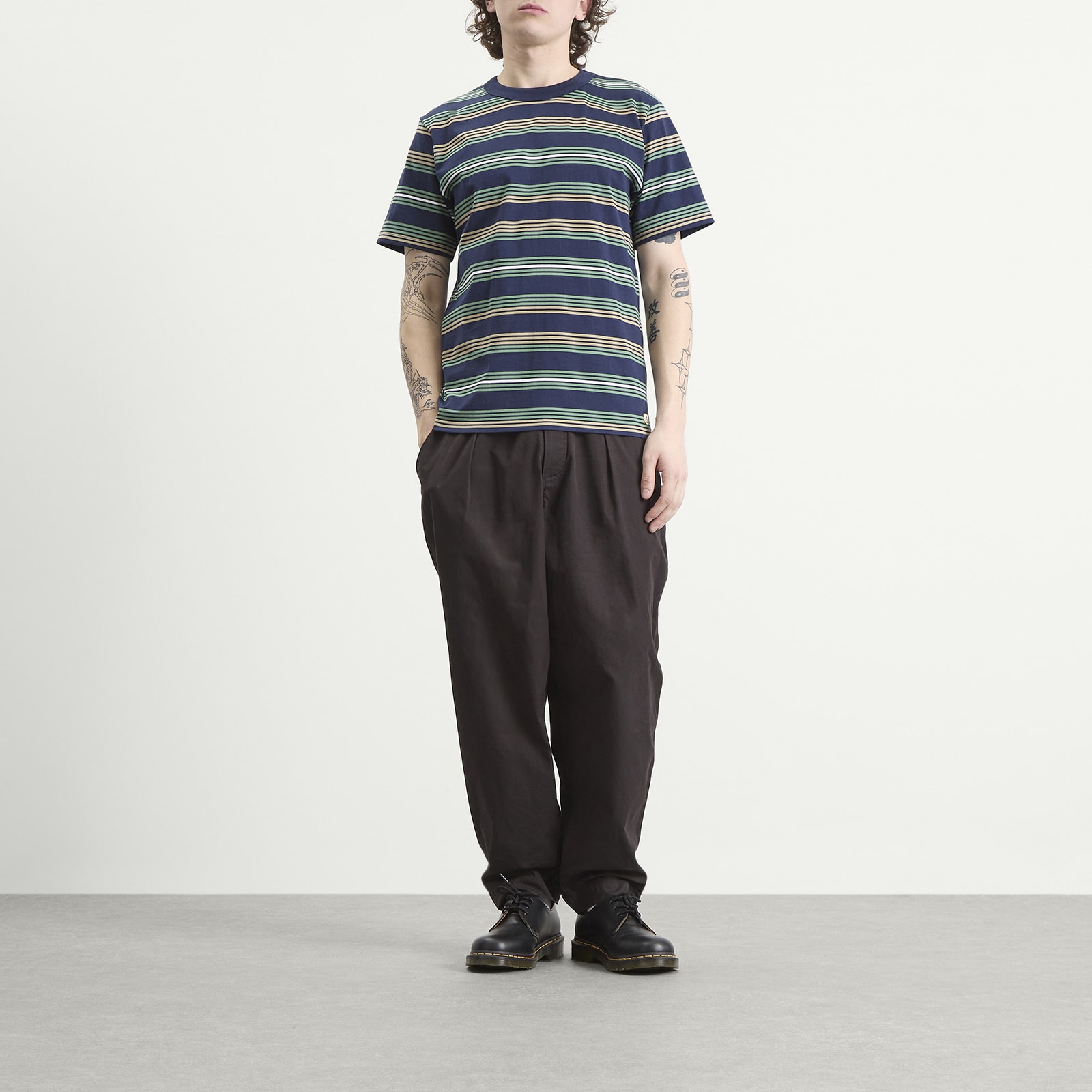 Men's Multi Stripe T-Shirt in Marine Deep/Ivy/Treehouse /
