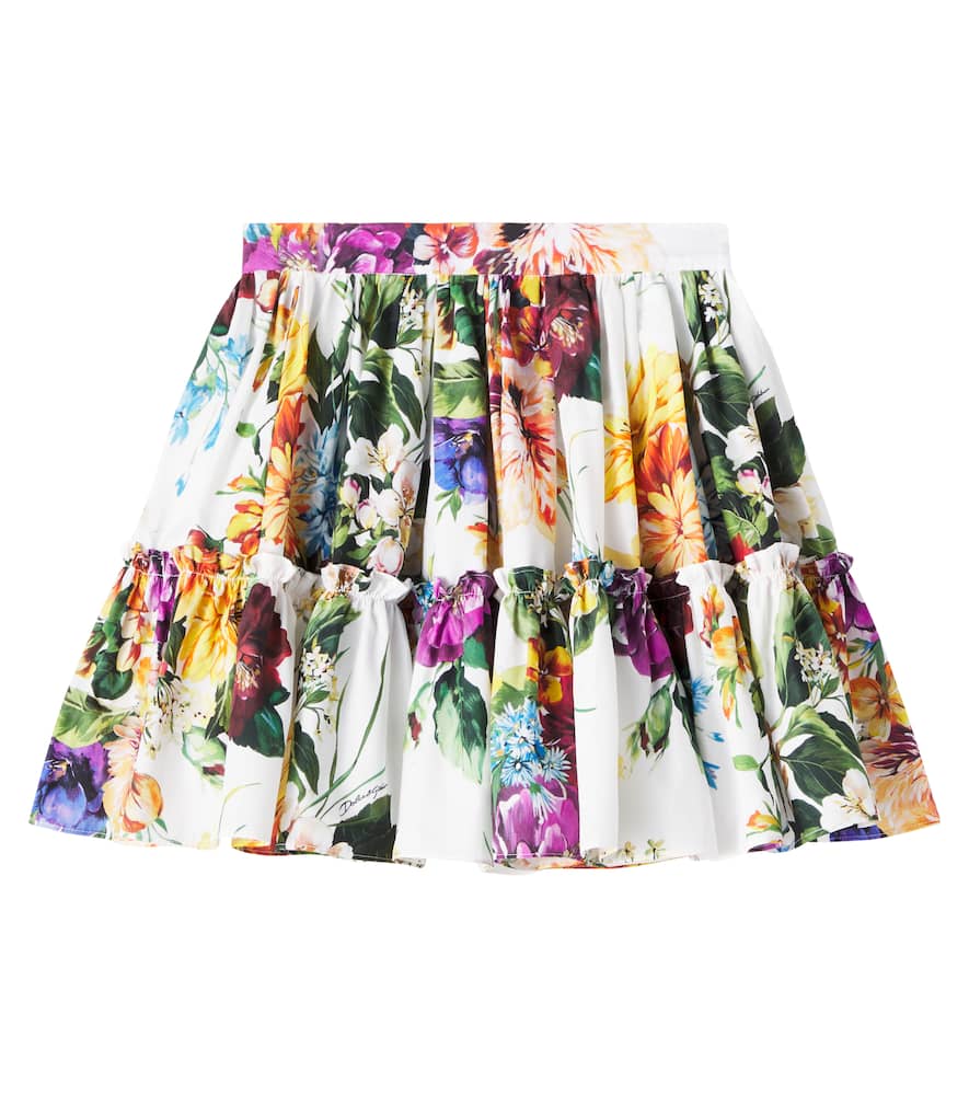 Floral cotton poplin skirt