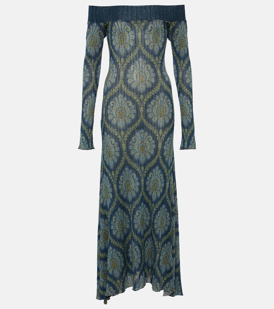 Printed off-shoulder midi dress