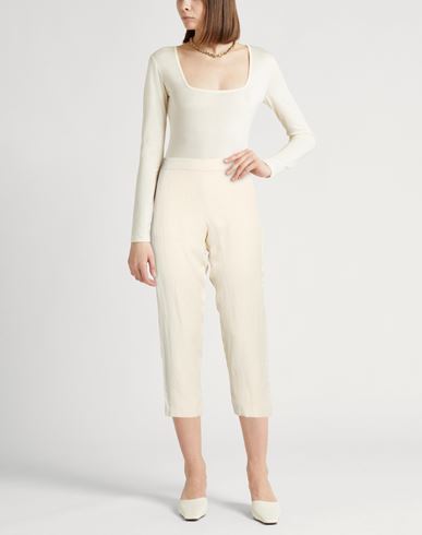 Woman Pants Ivory Size 10 Viscose, Linen