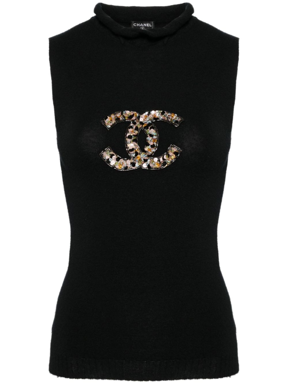 2005 sequin cashmere top - Black