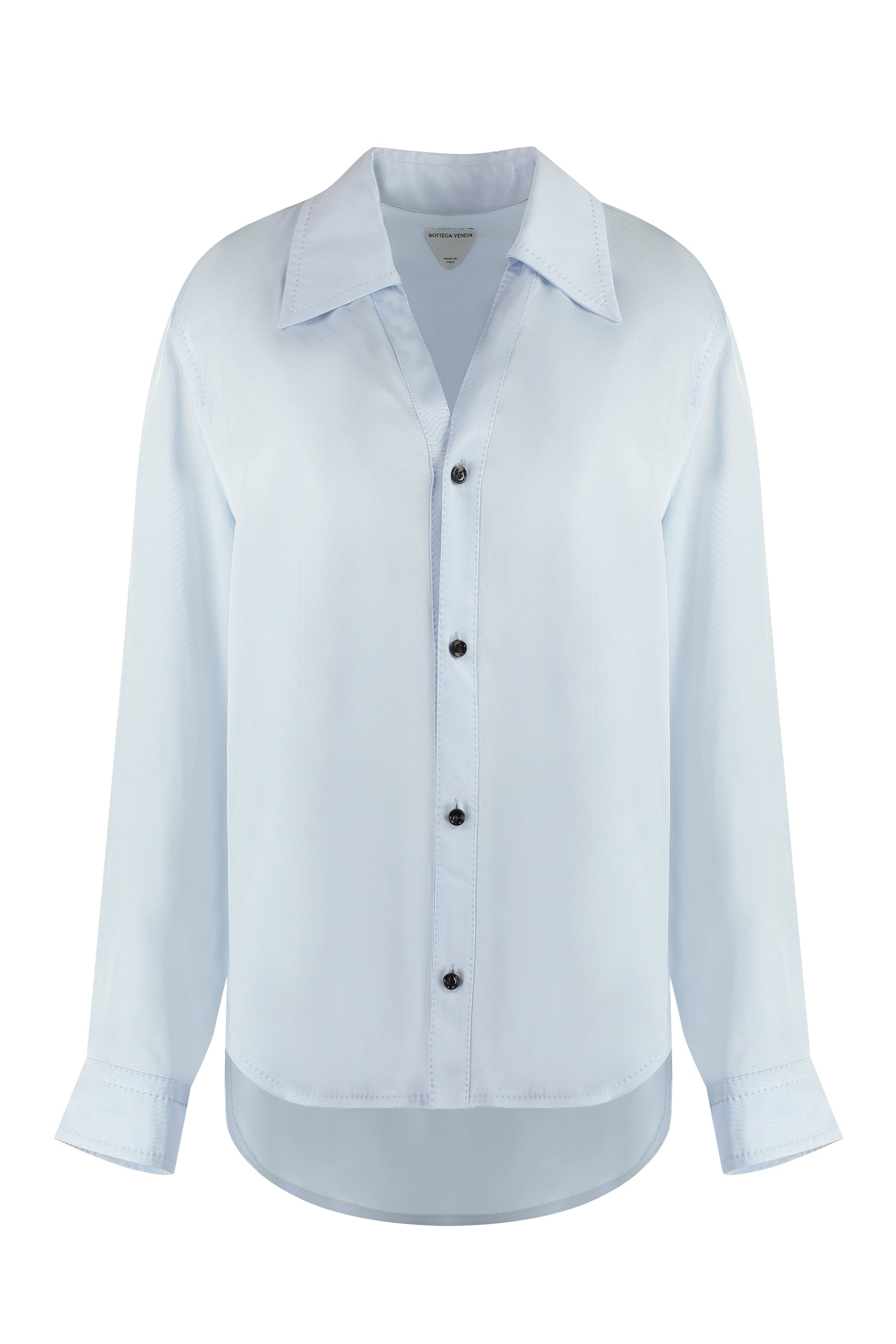 Viscose Twill Shirt with Asymmetric Hem