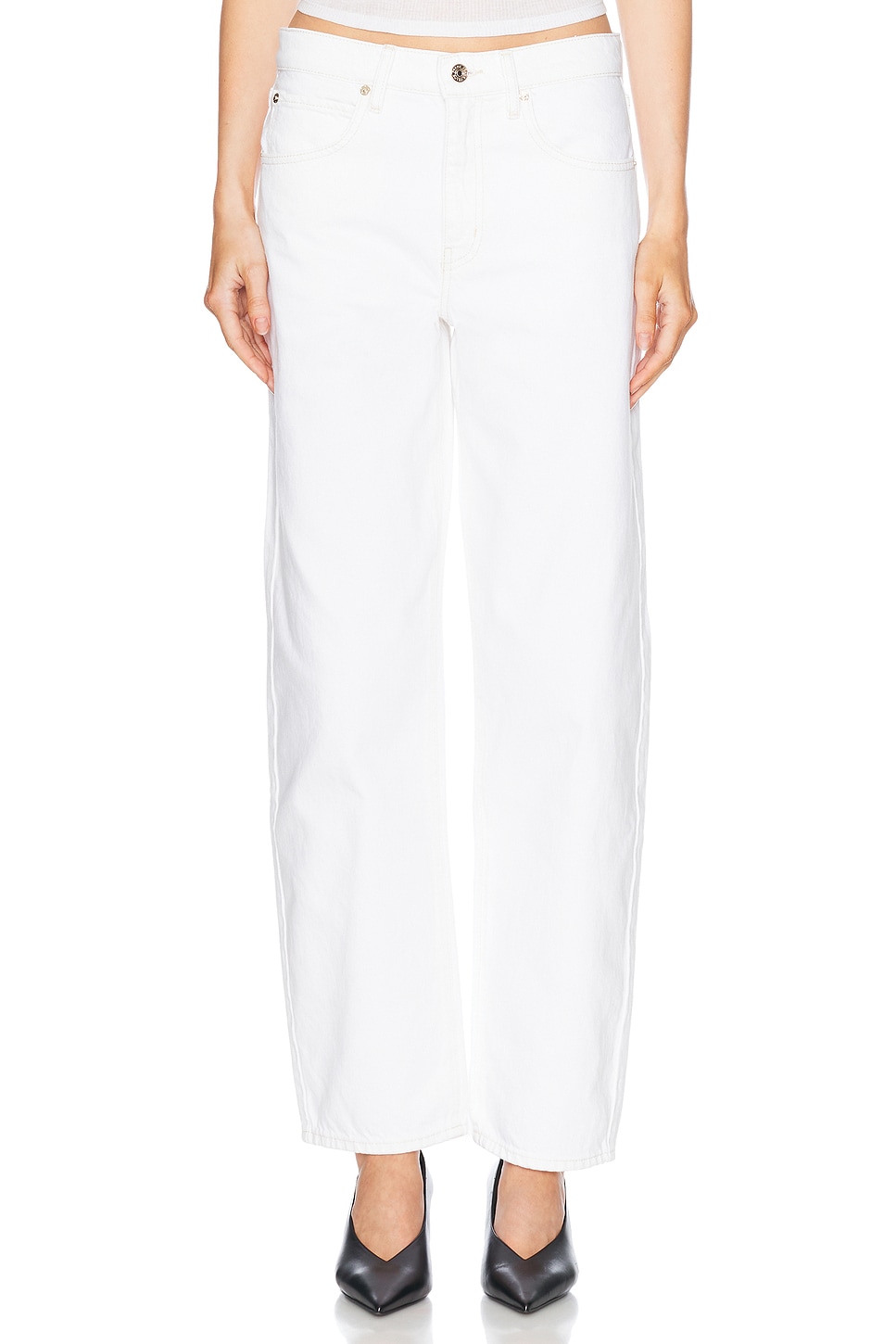 Frame Women's High-Waisted Barrel Jeans For in White | Size 24 | LSBL728