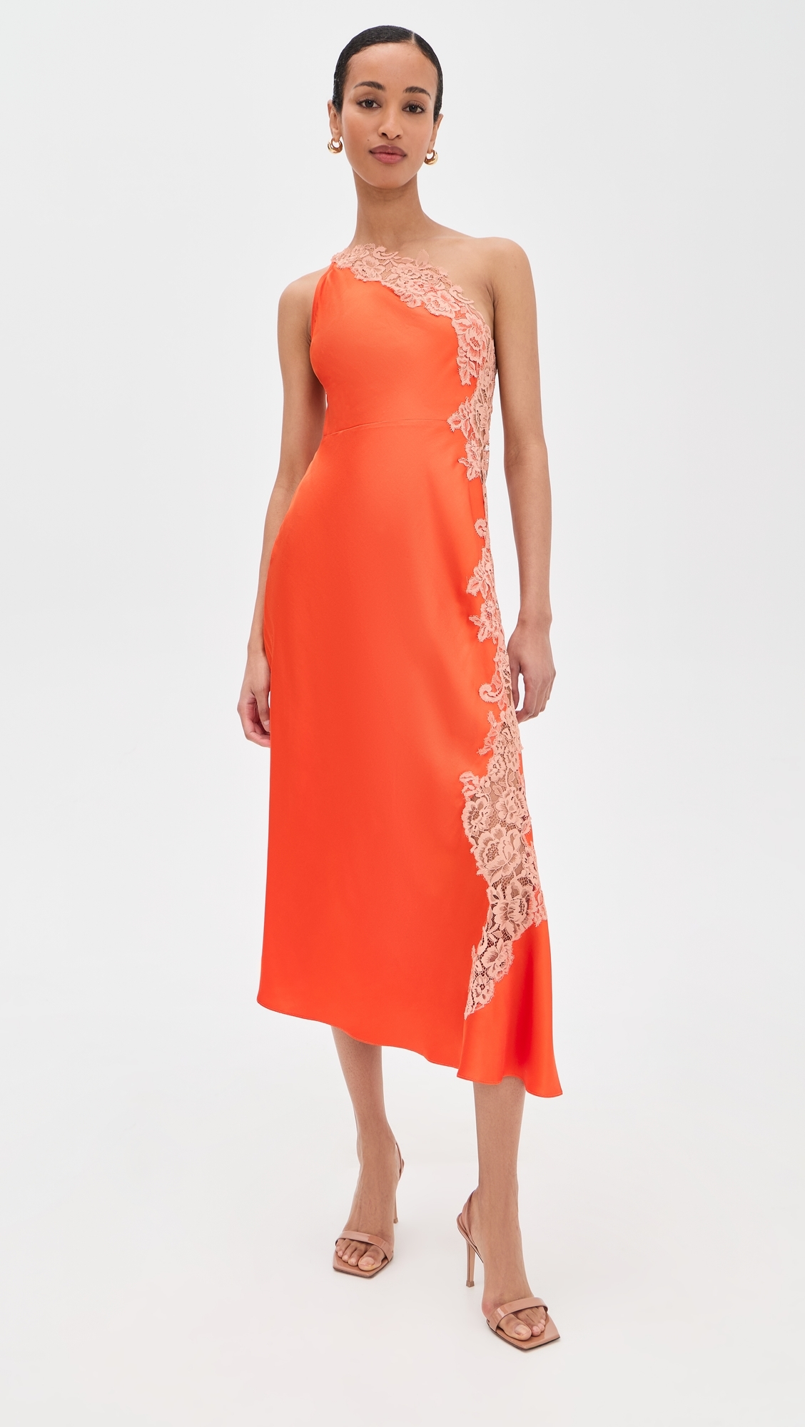 A. L.C. Lou One Shoulder Dress Vivid Orange/Pale Blush