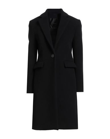 Woman Coat Black Size 2 Wool, Nylon