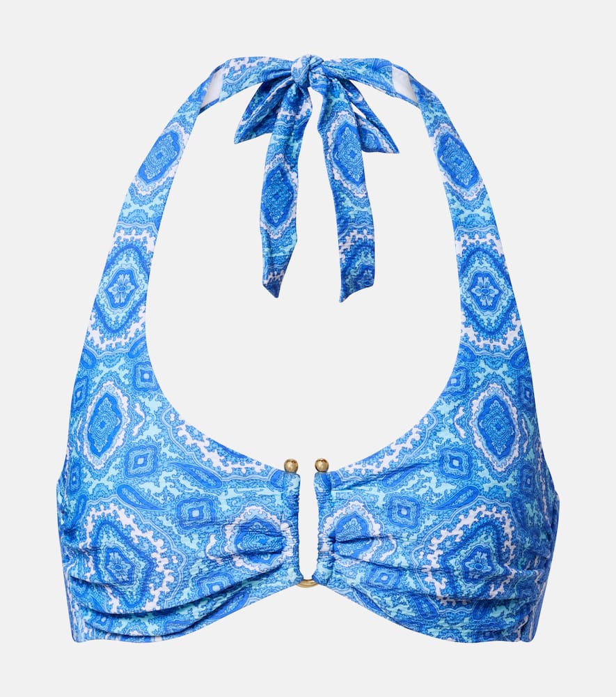 Mykonos printed triangle bikini top