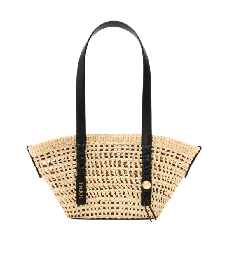 Small Braid basket in iraca palm ad calfskin