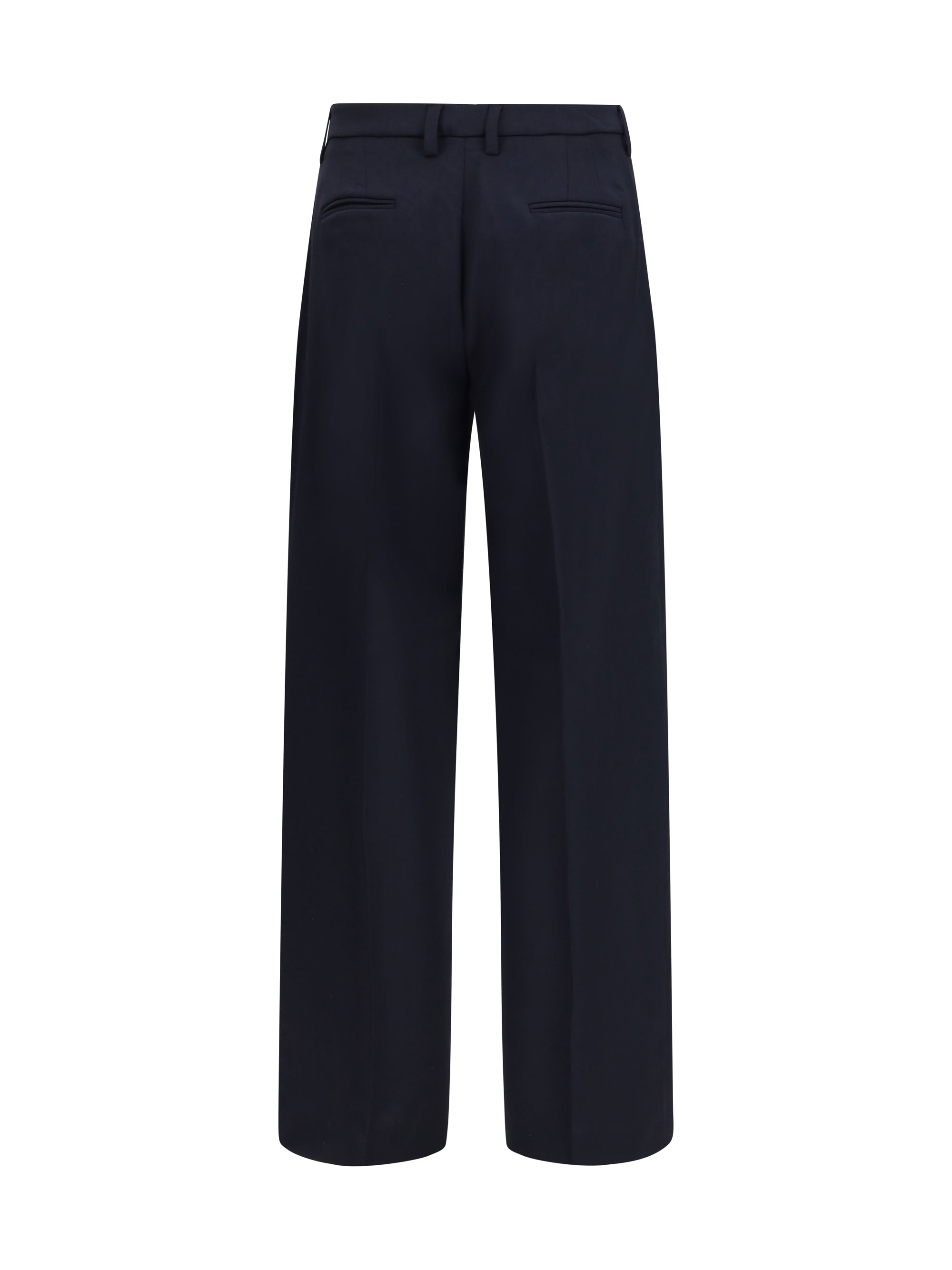 Wide-Leg Virgin Wool Trousers — Midnight Blue
