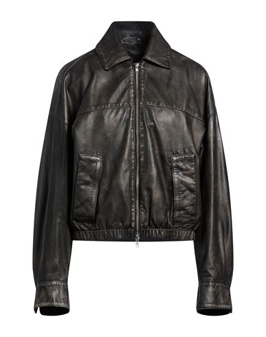 Woman Jacket Charcoal Size 10 Leather