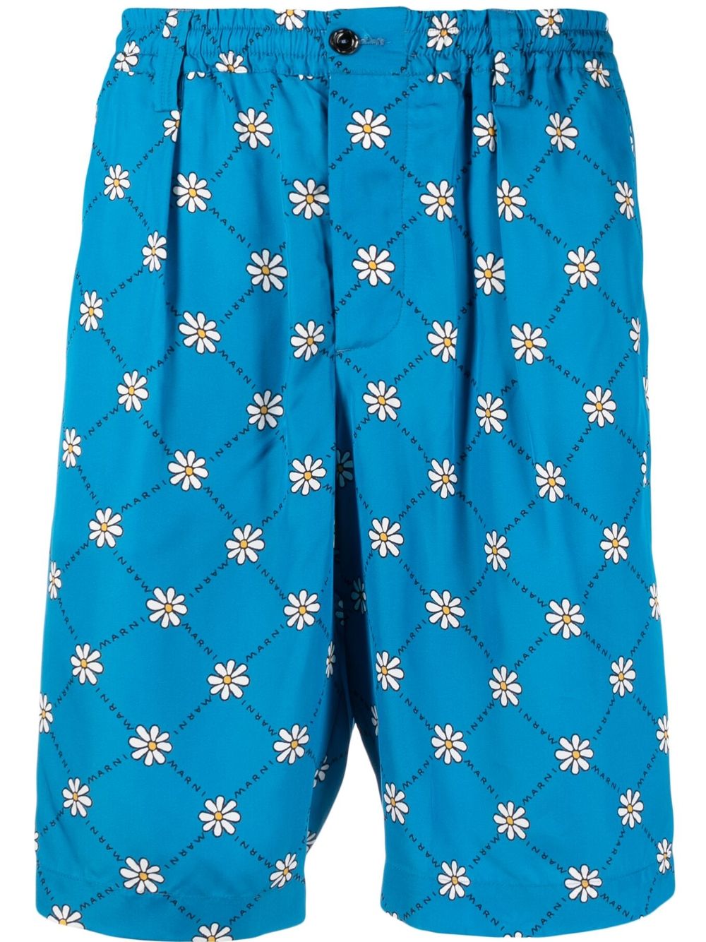 Daisy-print track shorts - Blue