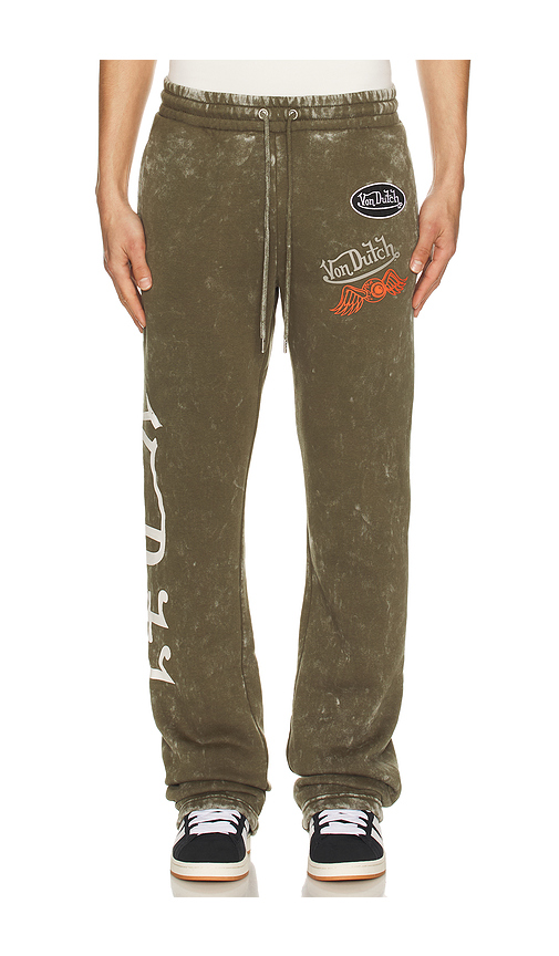 Von dutch stacked flare leg joggers en color verde L también en M, S, XL/1X