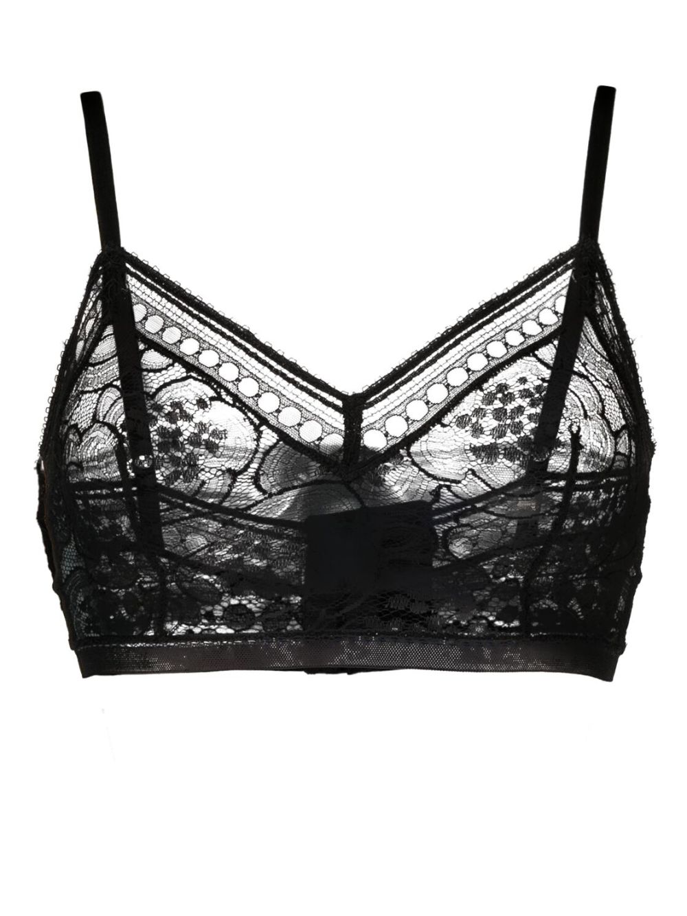 Fantaisie floral-lace bra - Black