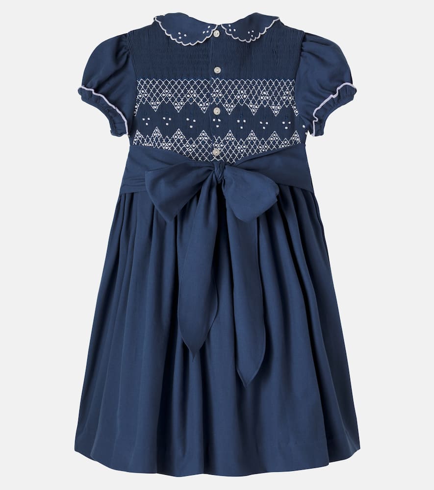 Embroidered smocked cotton dress