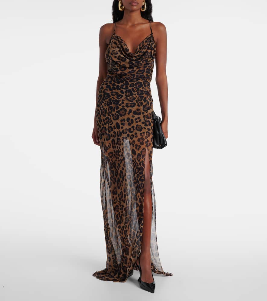 Leopard-print silk maxi dress