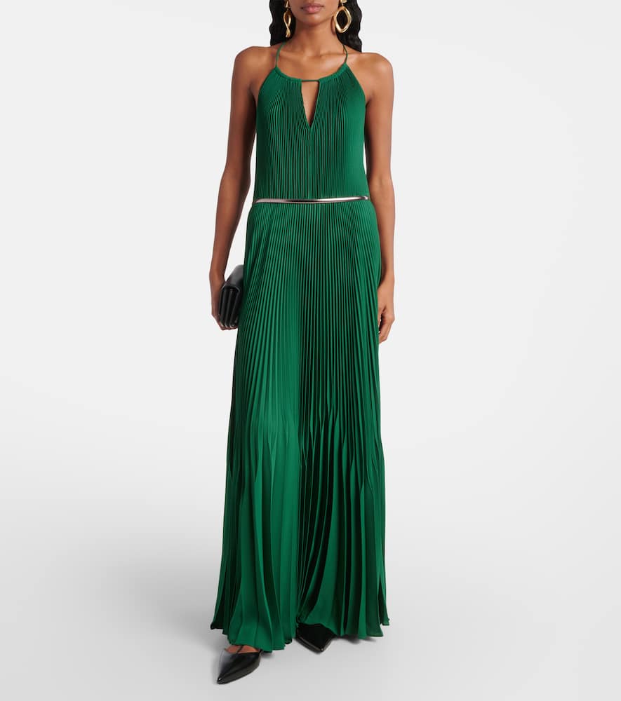 Gersa plissé sablé georgette gown