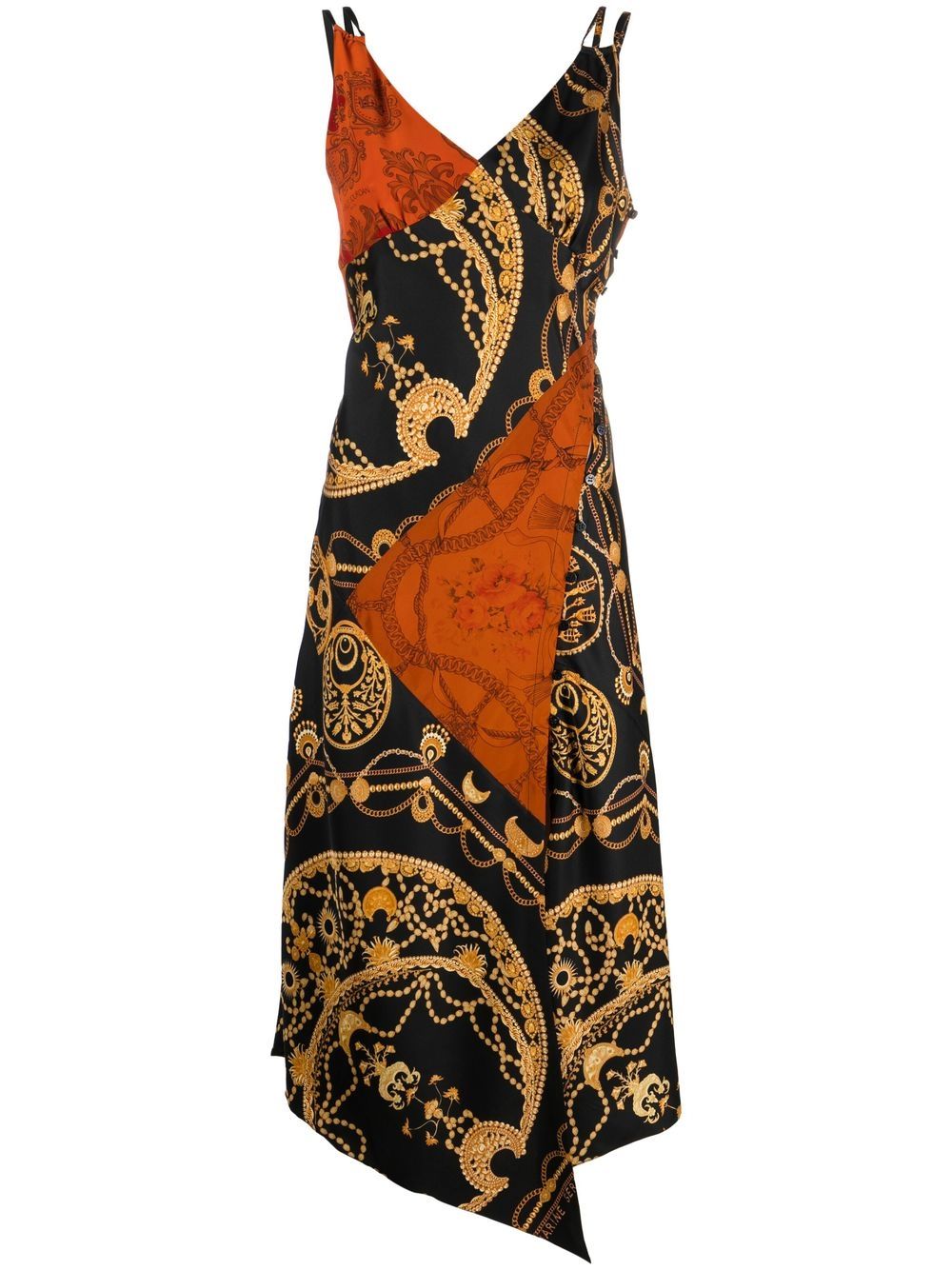 Graphic-print silk slip dress - White