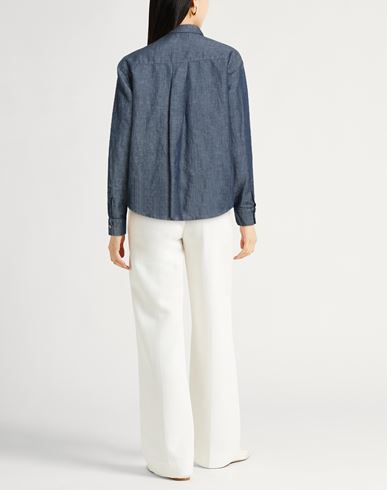Woman Top Slate blue Size 8 Cotton, Linen