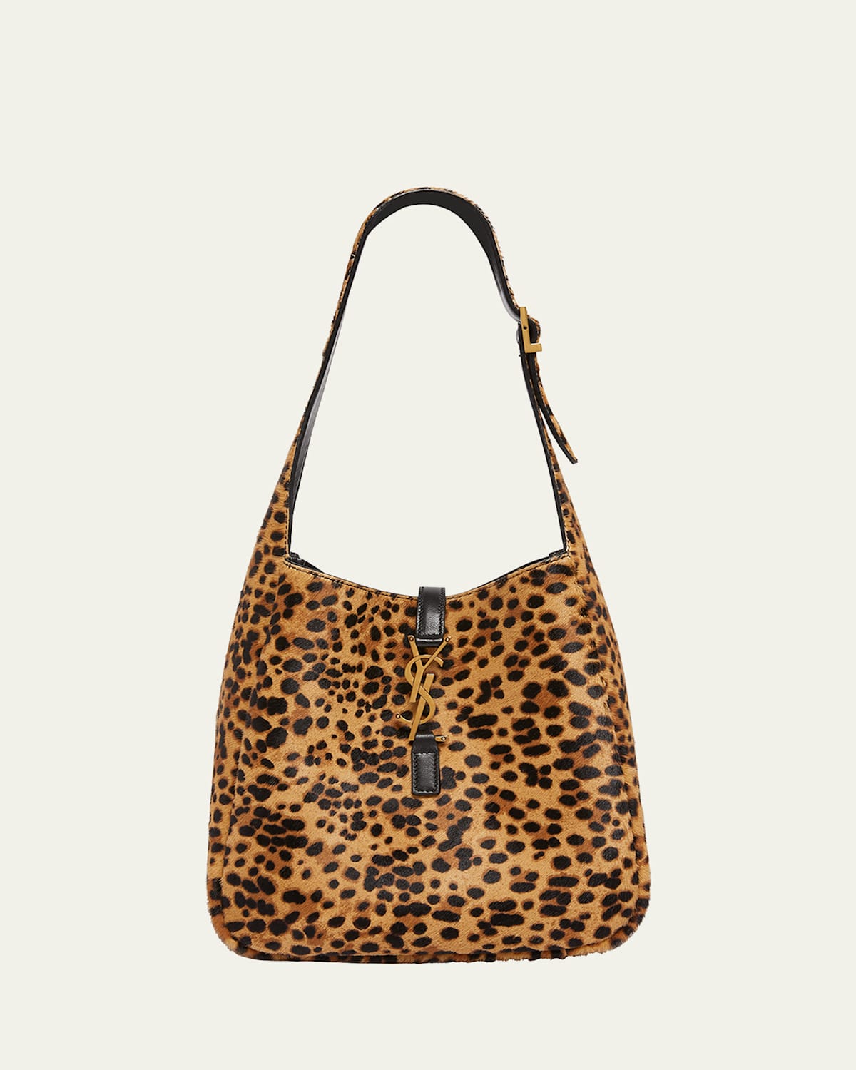 Le 5 A 7 Small YSL Hobo Bag in Leopard-Print Calf Hair
