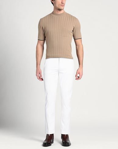 Man Pants White Size 34 Cotton, Elastane