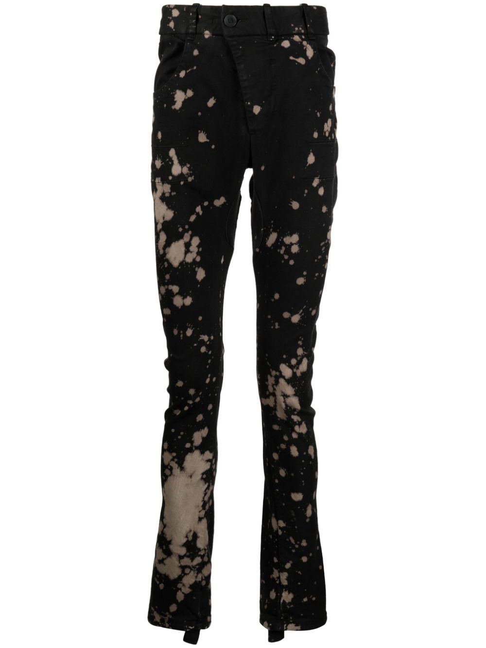 Bleached-effect slim-cut jeans - Black