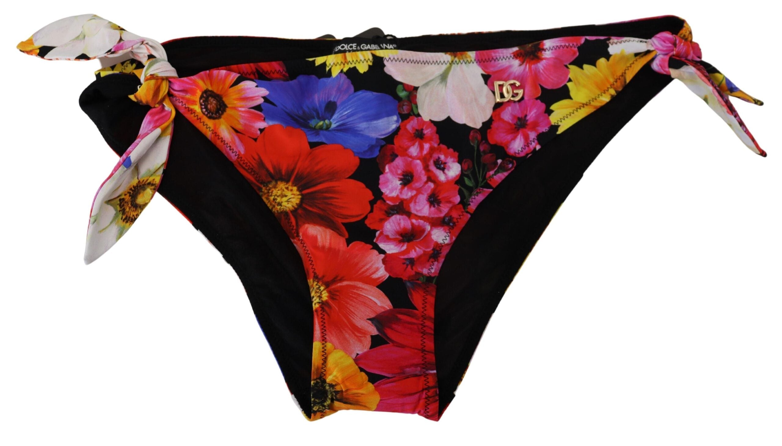 Floral Print Bikini Bottom — Black