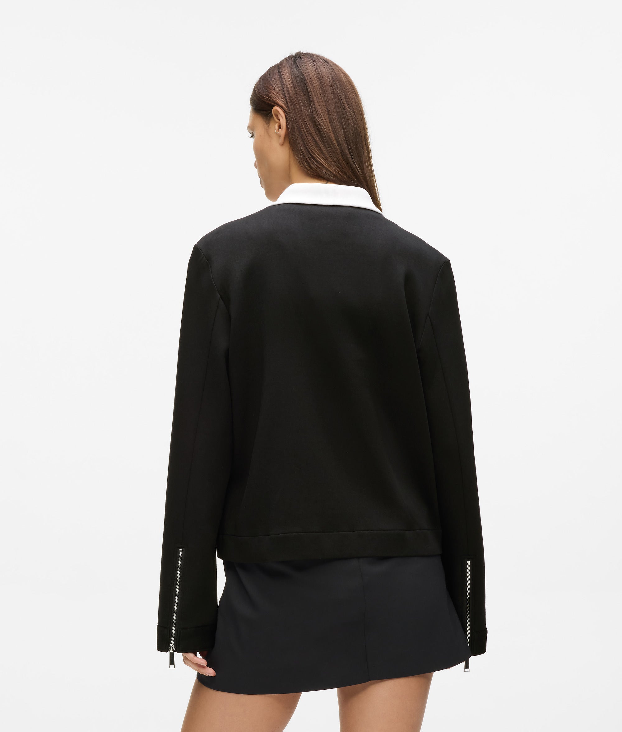 Karl Lagerfeld - Karl Dna Sweatshirt Mit Reißverschluss, Damen, Weiss/schwarz, Größe