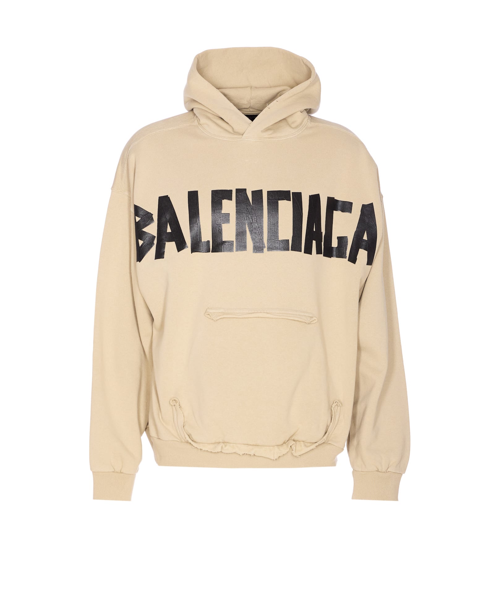 Beige Hoodie With Fixed Hood And Logo Lettering On Front And Rear In Cotton Man