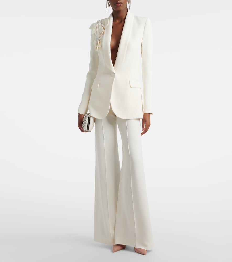 Floral-appliqué cady blazer