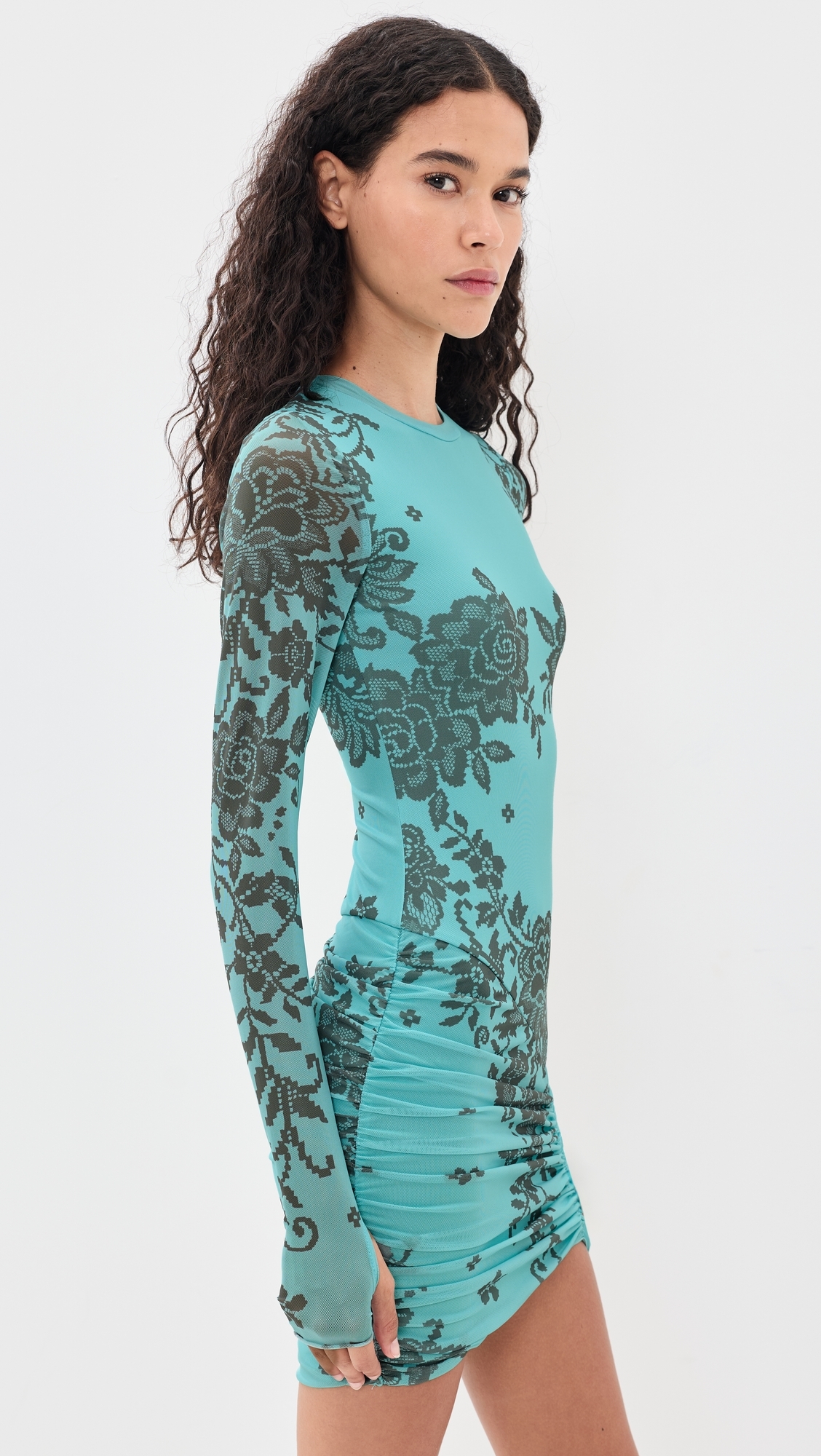 Mirza Mini Dress Turquoise Crochet