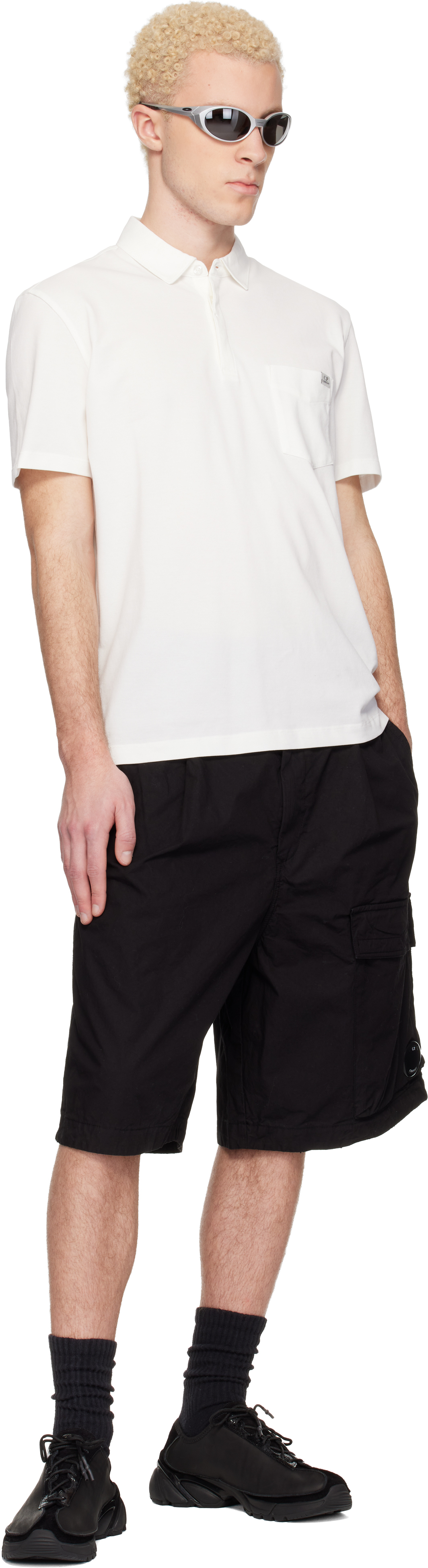 Black Micro-Reps Boxy Lens Shorts