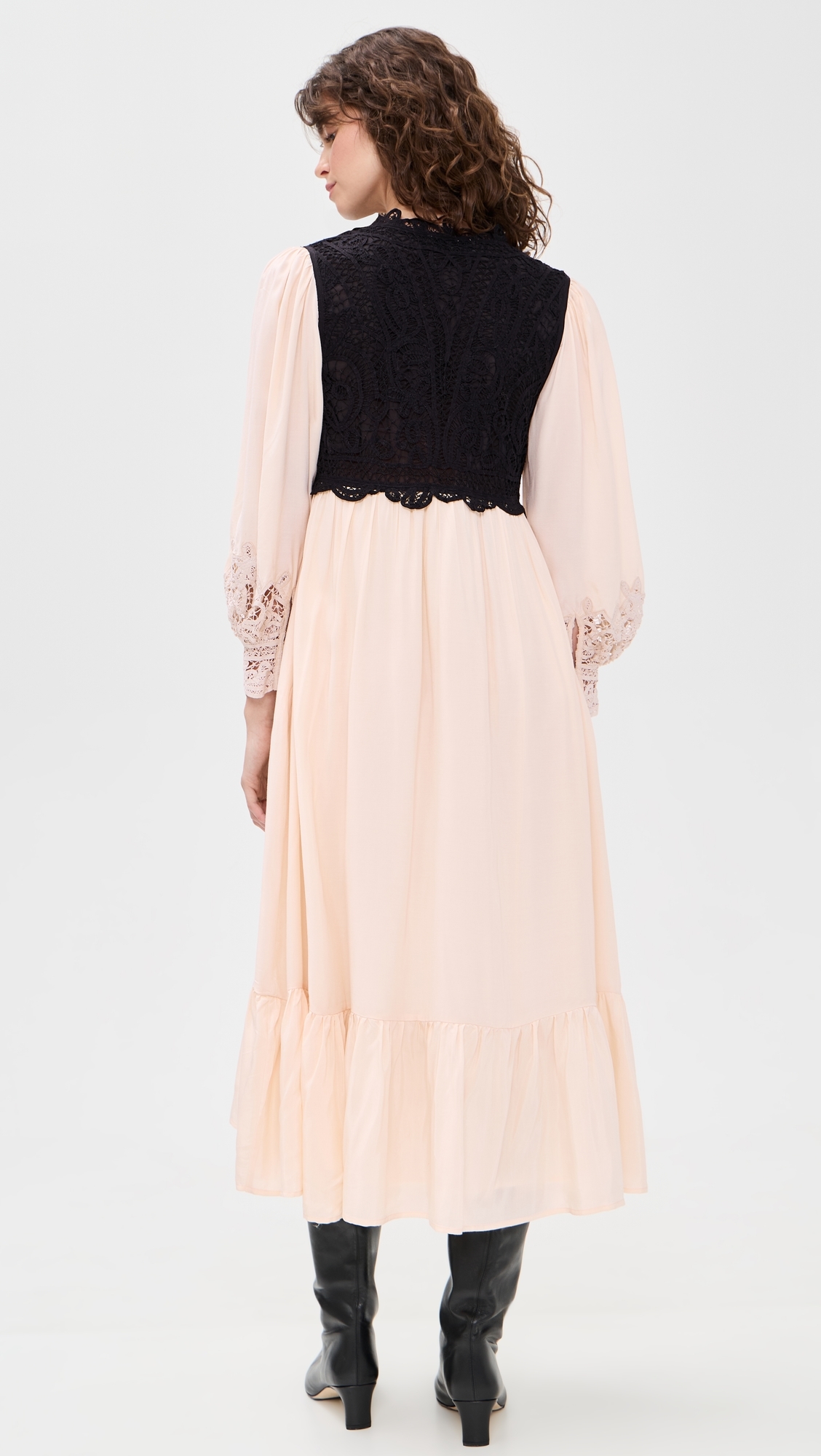 Adelina Battenberg Lace Long Sleeve Combo Dress