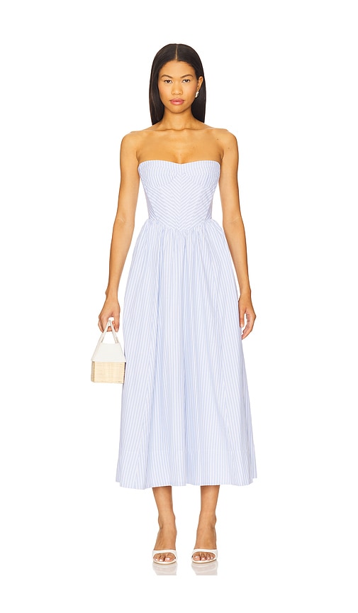 Bardot Lola Corset Stripe Midi Dress in Baby Blue.  6. Also in 10, 2